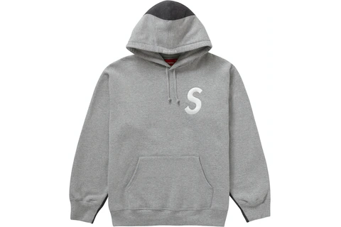 kafa kolye nehir  Supreme S Logo Split Hooded Sweatshirt Heather Grey- LOFT